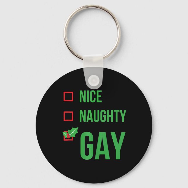 Gay Funny Pajama Weihnachtsgeschenk Schlüsselanhänger (Vorderseite)