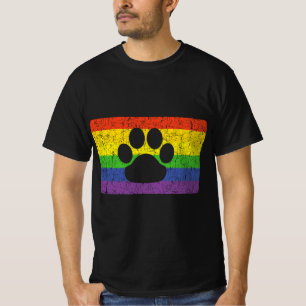 Gay Furry Pride Fandom Paw Rainbow LGBT Flag Gesch T-Shirt