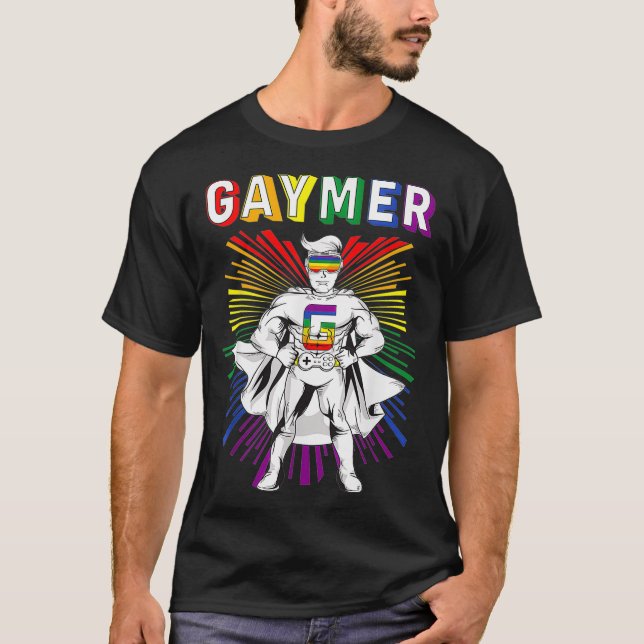 Gay Gamer Gaymer Gayming LGBTQ Gay Mens Pri T-Shirt (Vorderseite)
