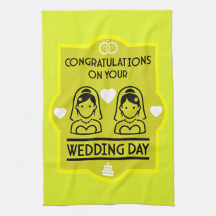 Gay Girls Wedding Day Geschirrtuch