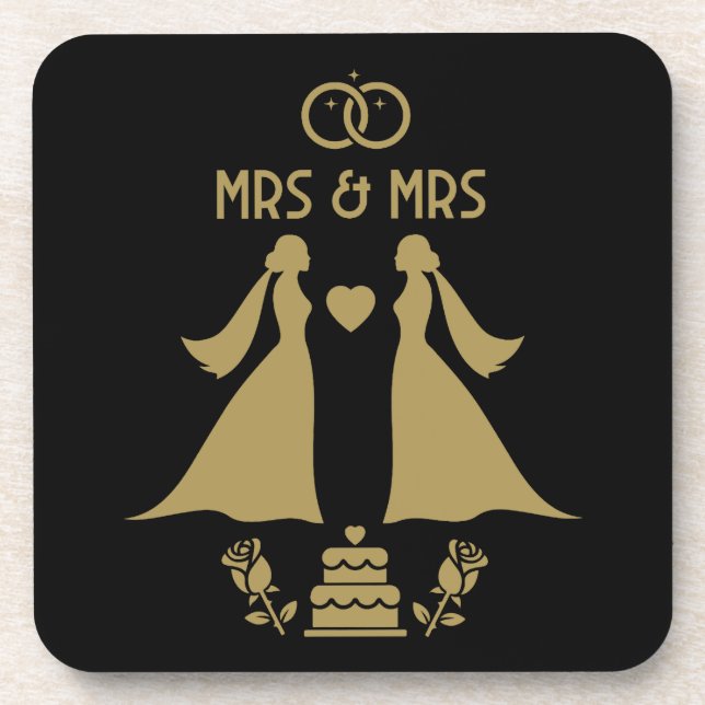 Gay Girls Wedding Day Getränkeuntersetzer (Vorderseite)