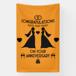 Gay Girls Wedding Jubiläum Banner