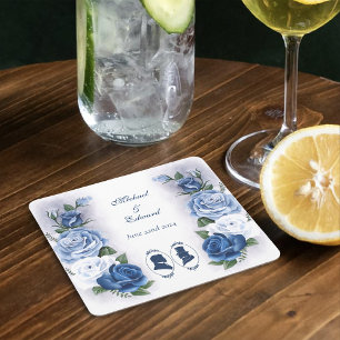 Gay Grooms Regency Blue Rose Rechteckiger Pappuntersetzer