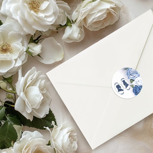 Gay Grooms Regency Blue Rose Runder Aufkleber (Von Creator hochgeladen)