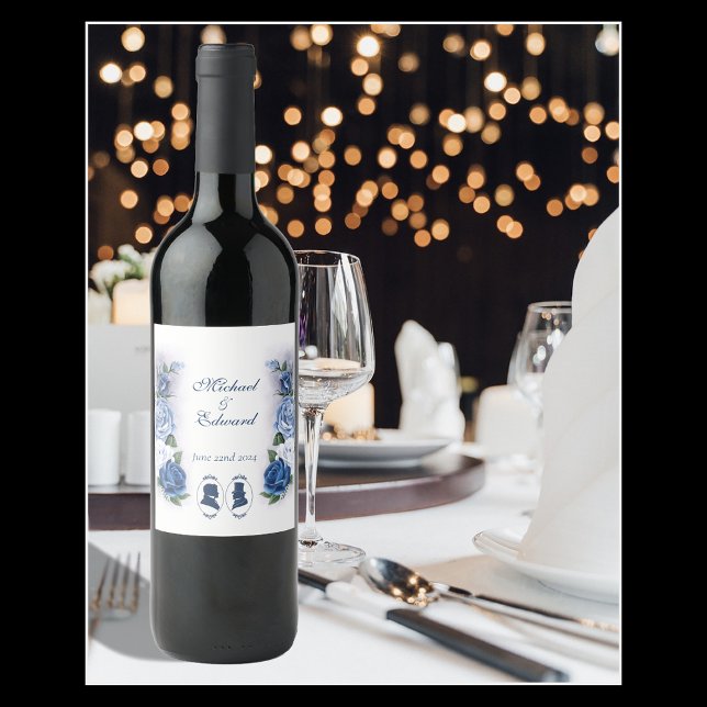 Gay Grooms Regency Blue Rose Weinetikett (Von Creator hochgeladen)