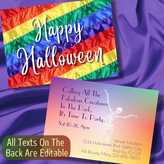 Gay Halloween-Party LGBTQ Regenbogenflagge farbig Einladung (Von Creator hochgeladen)