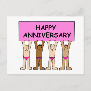 Gay Happy Anniversary Cartoon Spaß Postkarte