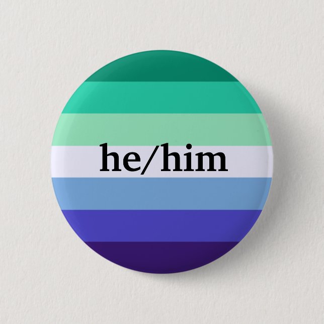 Gay He/Him pronoun Button (Vorderseite)