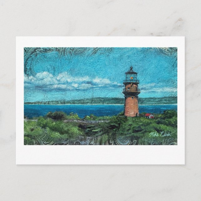Gay Head Lighthouse Malerei in Martha's Vineyard Postkarte (Vorderseite)
