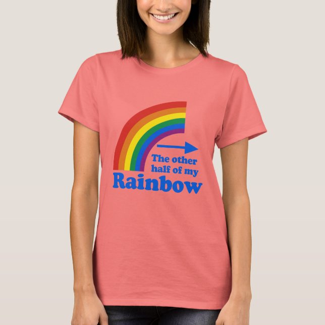 Gay Humor Regenbogen halb rechts schlicht T-Shirt (Vorderseite)