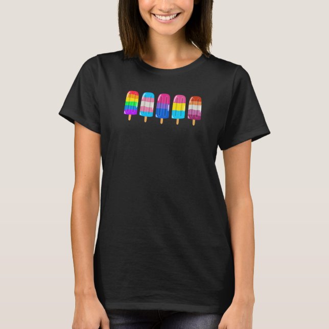 Gay Ice Cream Lgbt Pride Rainbow Ice Creme Prix T-Shirt (Vorderseite)