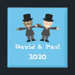 Gay Interracial Wedding Magnet<br><div class="desc">Illustration eines homosexuellen Paares mit eigenem Text. Die Hintergrundfarbe kann geändert werden.</div>