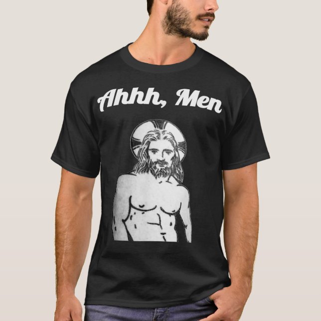 Gay Jesus Ah Men Funny Atheist Christlicher Spaß L T-Shirt (Vorderseite)