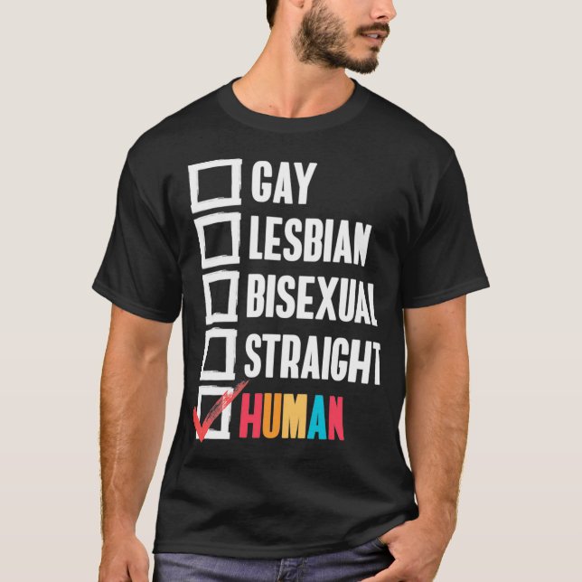 Gay Lesbian Biseual Straight Human Checklist Gesch T-Shirt (Vorderseite)