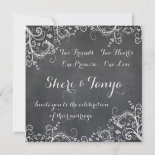 Gay Lesbian Chalkboard Design Hochzeit Einladung