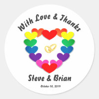 Gay Lesbian Custom Wedding Favor Round Stickers