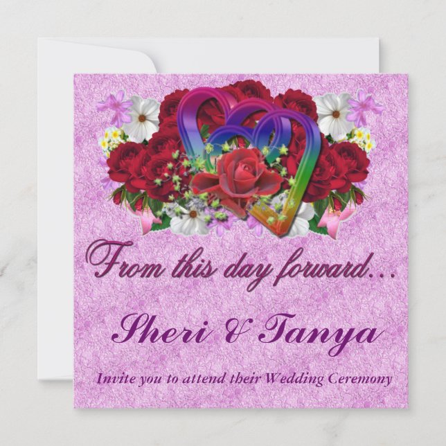 Gay Lesbian Hochzeitsfeier Lavendel Einladung (Vorderseite)