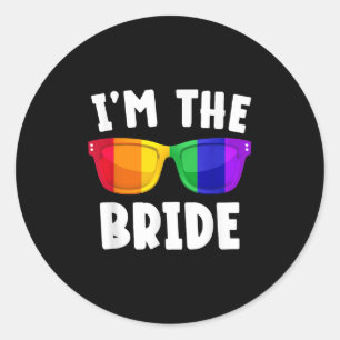 Gay Lesbian Lgbt Wedding Party Bridge T-Shirt Bach Runder Aufkleber