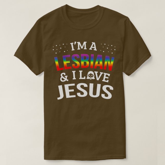 Gay Lesbian Pride Im A Lesbian I Liebe Jesus T-Shirt (Design vorne)