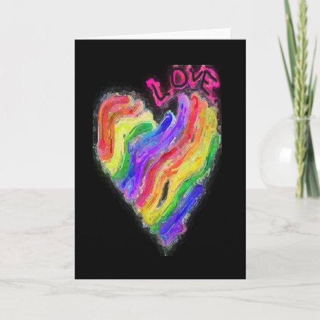 Gay Lesbian Rainbow Heart "Liebe" Karte (Vorderseite)