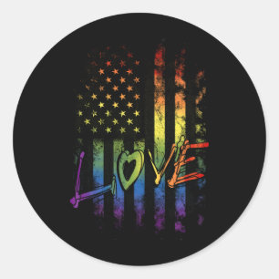 Gay Lesbian Trans Bi Pride Lgbt Rainbow American F Runder Aufkleber