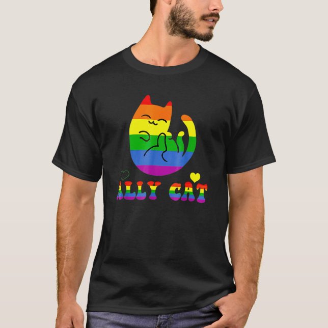Gay Lgbt Allycat Monatskatze mit Allergikerfilm R T-Shirt (Vorderseite)