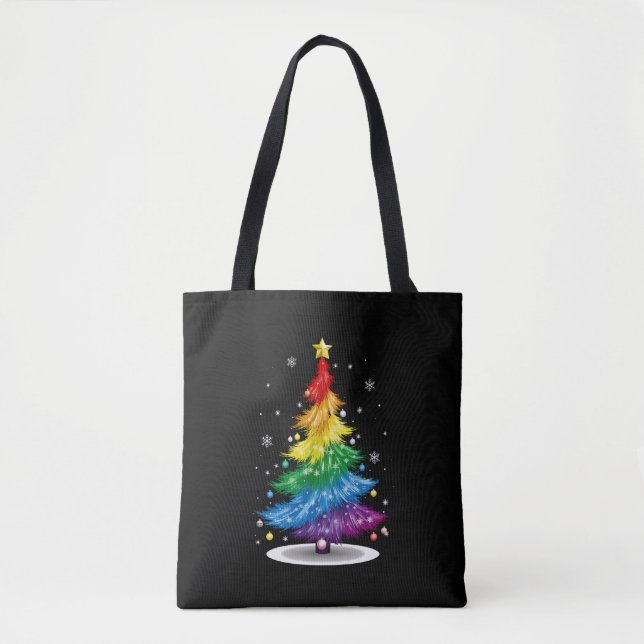 Gay LGBT Pride Rainbow Christmas Tree Merry Xmas (Vorderseite)