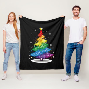 Gay LGBT Pride Rainbow Christmas Tree Merry Xmas Fleecedecke