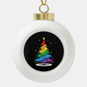 Gay LGBT Pride Rainbow Christmas Tree Merry Xmas Keramik Kugel-Ornament