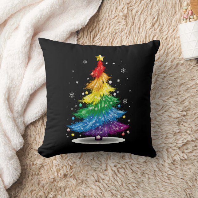 Gay LGBT Pride Rainbow Christmas Tree Merry Xmas Kissen (Decke)