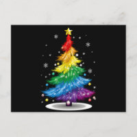 Gay LGBT Pride Rainbow Christmas Tree Merry Xmas