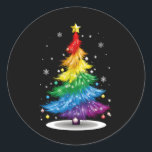 Gay LGBT Pride Rainbow Christmas Tree Merry Xmas Runder Aufkleber<br><div class="desc">Gay LGBT Pride Rainbow Christmas Tree Merry Xmas</div>