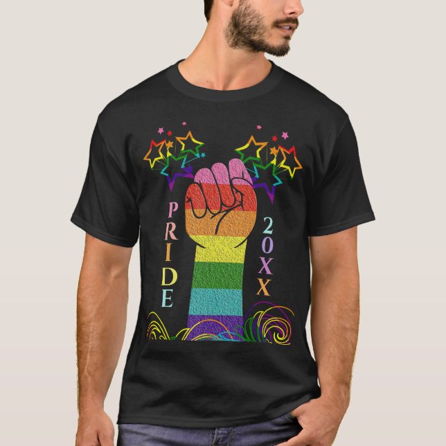 Gay LGBTQ Liebe gewinnt Faust in der Luft T-Shirt (Vorderseite)