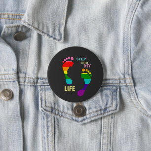 Gay LGBTQ Rainbow Pride Month Step My Life Fee Button