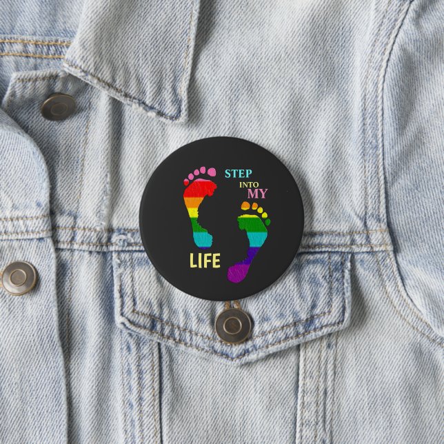 Gay LGBTQ Rainbow Pride Month Step My Life Fee Button (Beispiel)