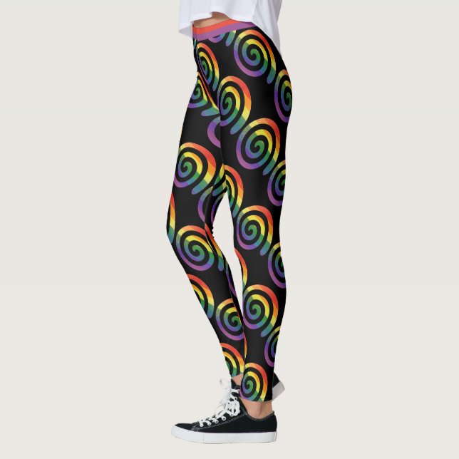 Gay LGBTQ Rainbow Pride Stripe Circle Pattern Leggings (Links)