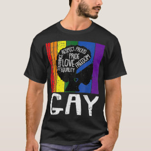 Gay LGBTQ Schwarze Frau Afro Melanin Pride Rainbow T-Shirt