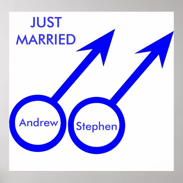 Gay Lovers Just Married Customizable Poster (Vorne)