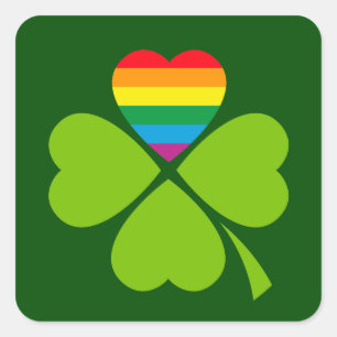 Gay Lucky Clover Quadratischer Aufkleber