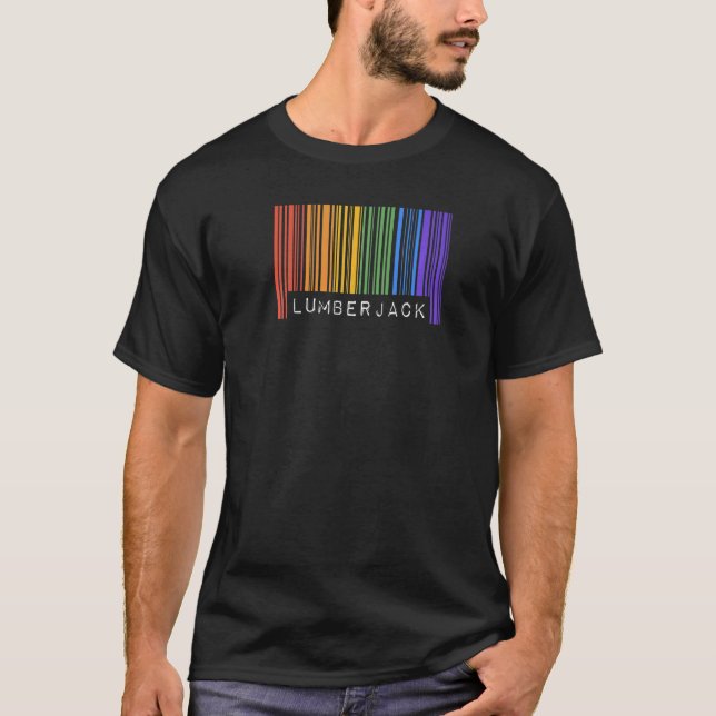 Gay Lumberjack Pride Flag Barcode Queer Rainbow LG T-Shirt (Vorderseite)