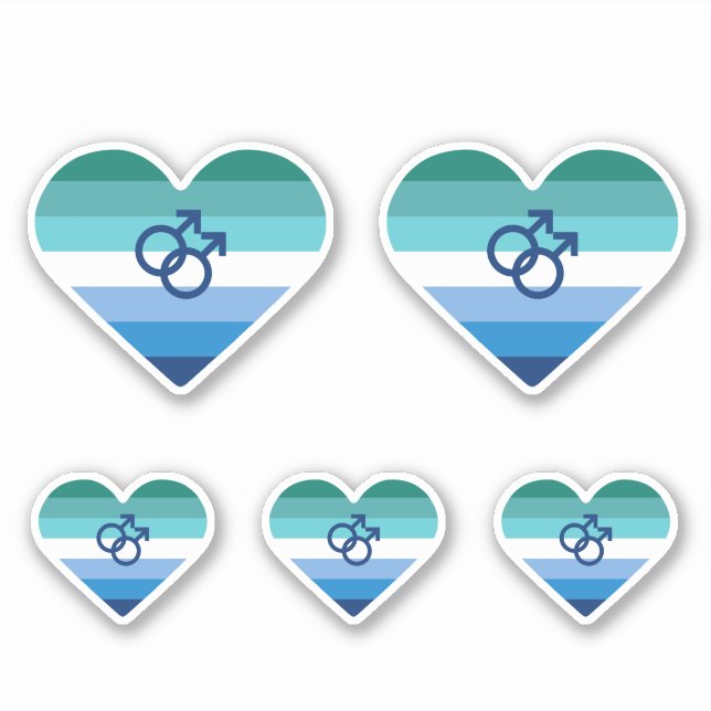 Gay Male Azure MLM Herz Aufkleber (Vorderseite)