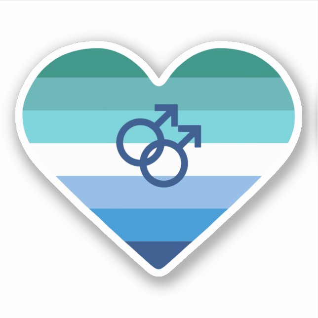Gay Male Azure MLM Herz Aufkleber (Vorderseite)