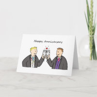 Gay Male Couple Happy Anniversary Grooms