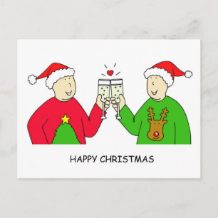 Gay Male Couple Happy Christmas Feiertagspostkarte