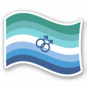 Gay Male Liebe Pride Azure Wavy Flag Aufkleber