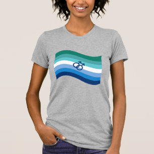 Gay Male Liebe Pride Azure Wavy Flag T-Shirt
