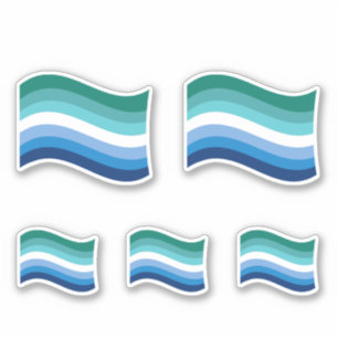 Gay Male Pride Azure Wavy Flag Aufkleber