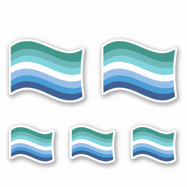 Gay Male Pride Azure Wavy Flag Aufkleber (Vorderseite)