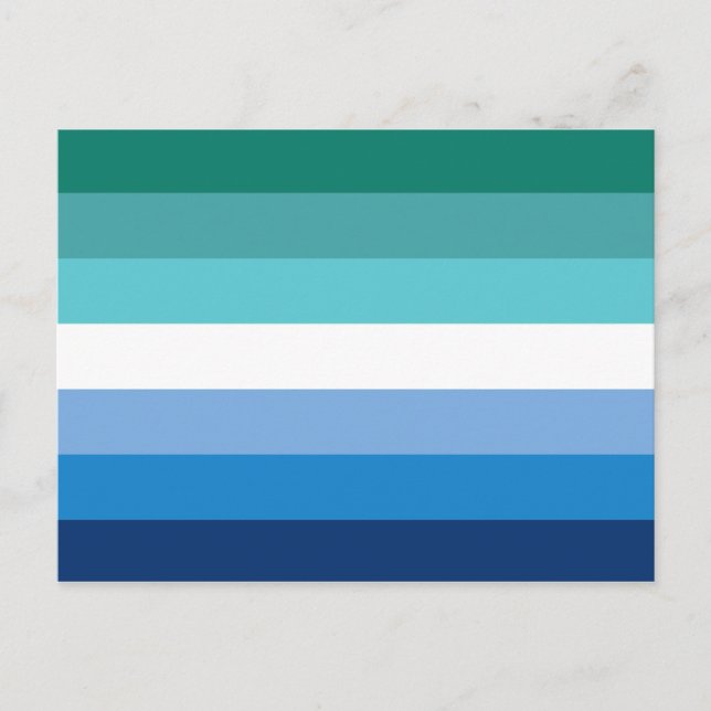 Gay Male Pride Flag (Azurblau) Postkarte (Vorderseite)