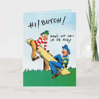 Gay Male Vintag Geburtstagskarte der 50er Jahre Dankeskarte